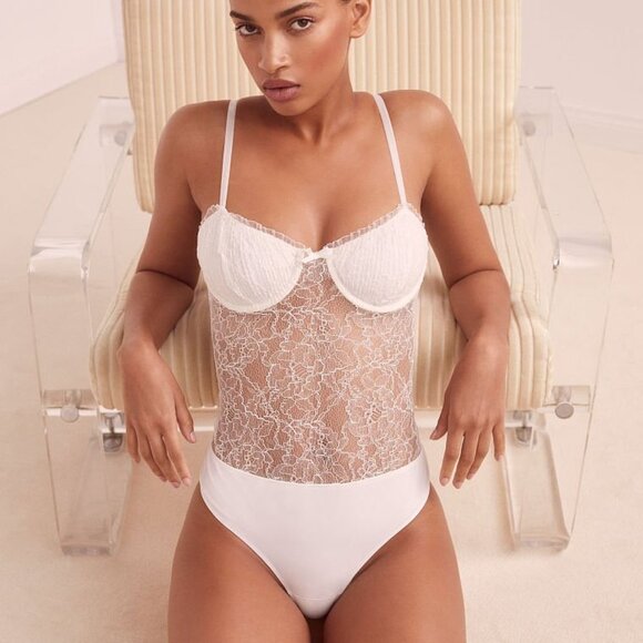For Love And Lemons Other - For Love And Lemons Stardust Lace Bodysuit White NEW XL